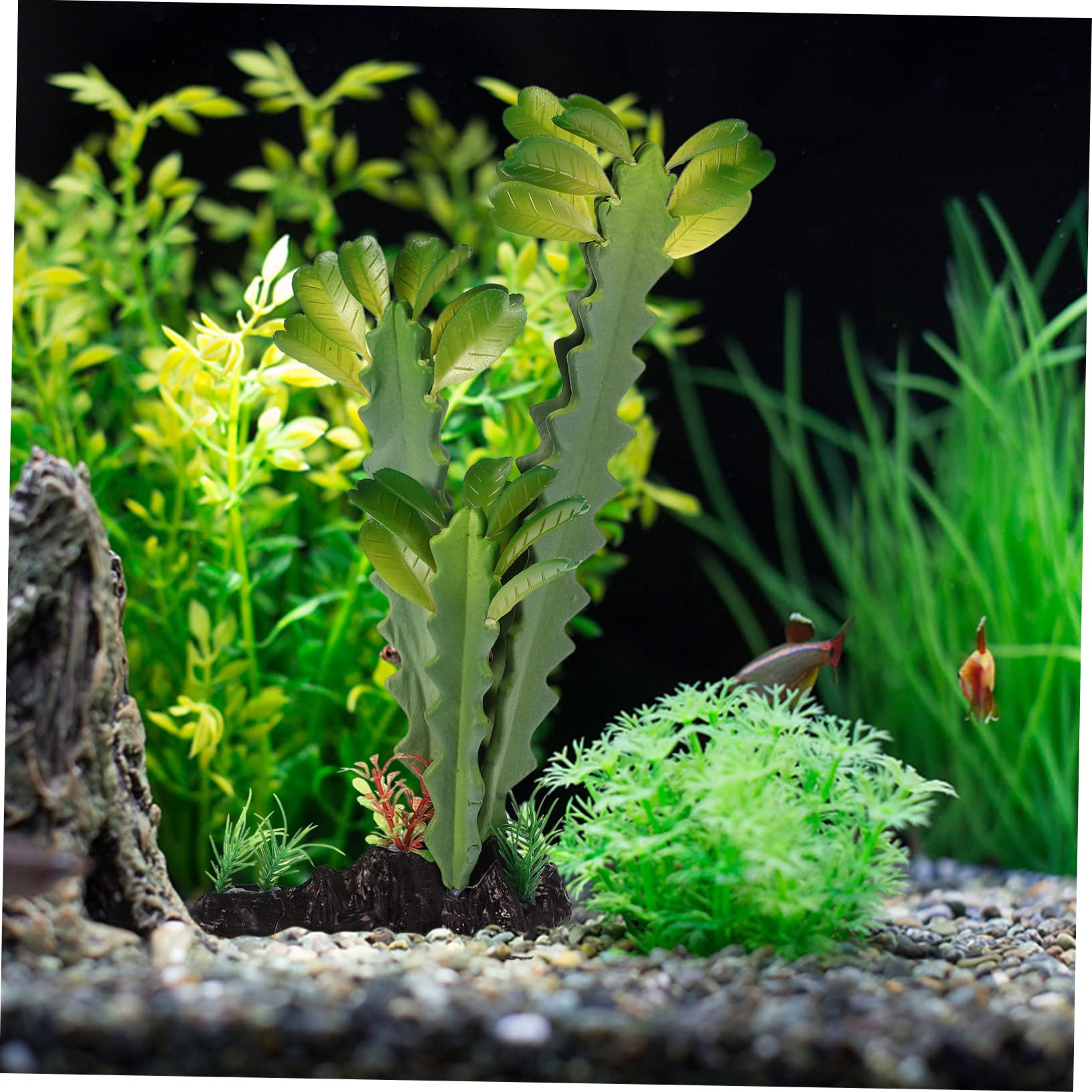 Sosoport 2pièces Plante De Cachette pour Lézard Fausse Plante Résine pour Terrarium Décoration Naturelle pour Reptiles Et Amphibiens pour Aquariums Et Terrariums