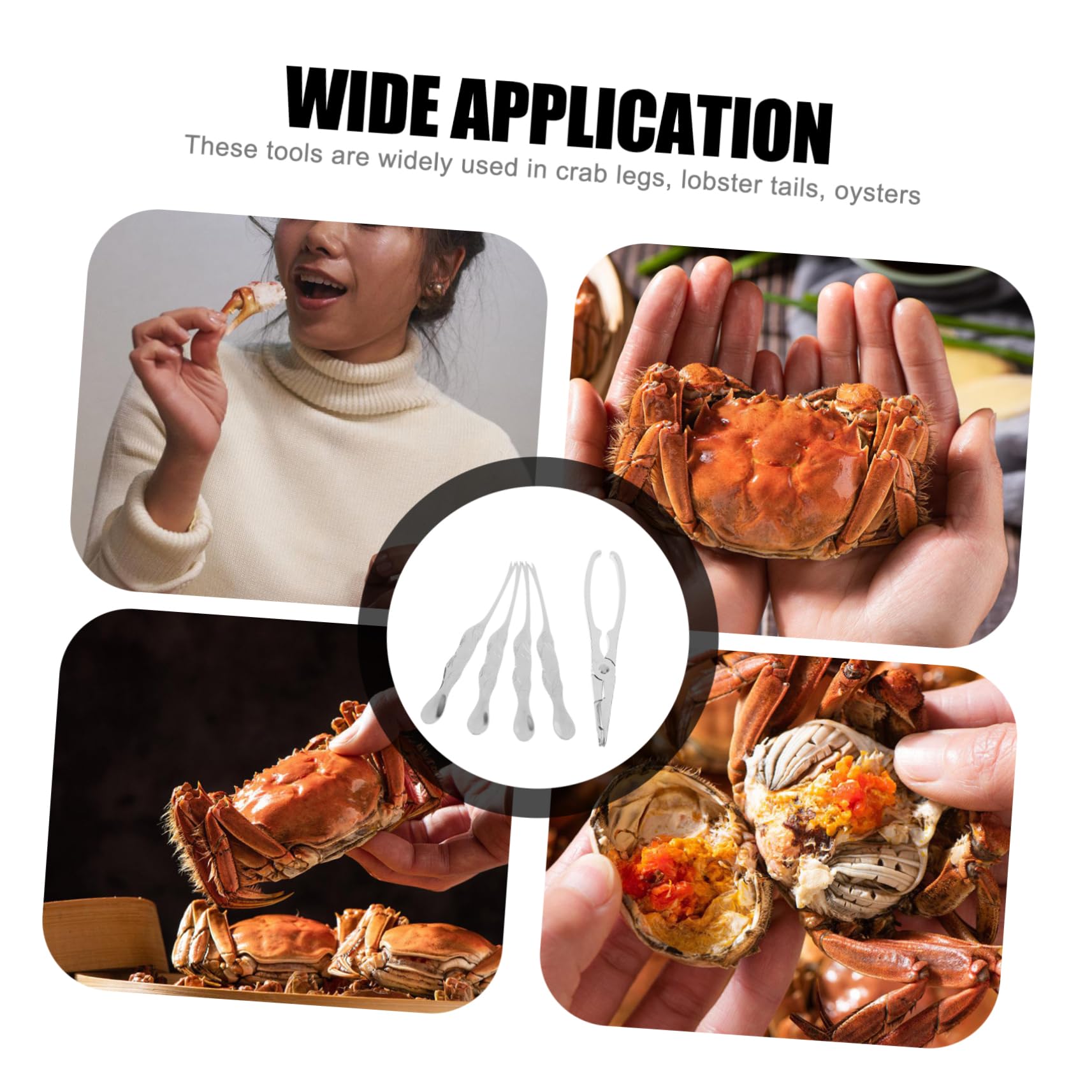 ULTECHNOVO Juego de 5 Herramientas para Mariscos, Tijeras y Picadores para Cangrejos, Langosta y Ostras, Utensilios Prácticos para Uso en Casa y Restaurantes