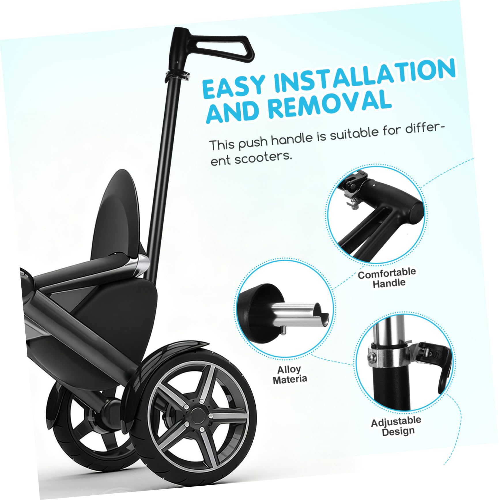 Beaupretty Manillar de Repuesto para Cochecito Accesorio Estable y Ergonómico Compatible con Carrito Negro Mango Práctico para Empujar y Tirar Mejora Comodidad Padres Paseo