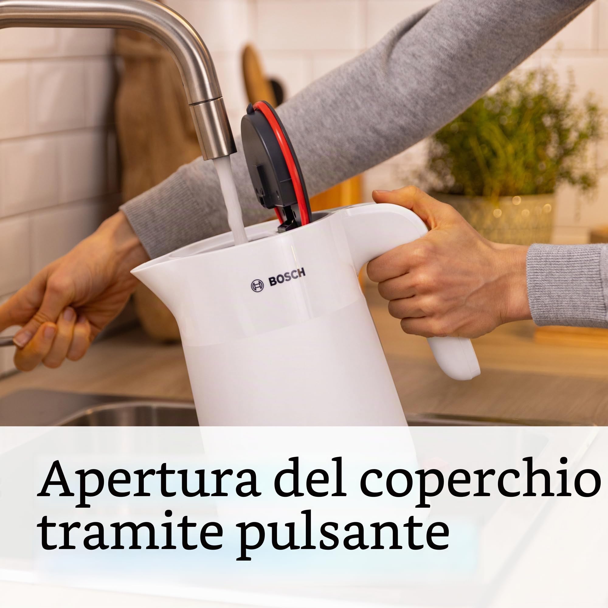 Bosch MyMoment TWK2M161 - Bollitore senza fili con spegnimento automatico, protezione da surriscaldamento, indicatore di tazza, filtro anticalcare rimovibile, protezione contro il deambulo,