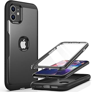 YOUMAKER Metallic Designed for iPhone 11 Case, Full Body Rugged with Built-in Screen Protector Heavy Duty Protection Slim Fit Shockproof Cover for iPhone 11 Case 6.1 Inch-Black