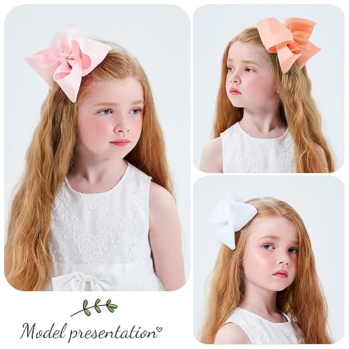 Miniatura 3 de 30 lazos grandes para el cabello de 6 pulgadas para niñas, cinta de grogrén, accesorios para el cabello con pinzas de cocodrilo para bebés, niñas,