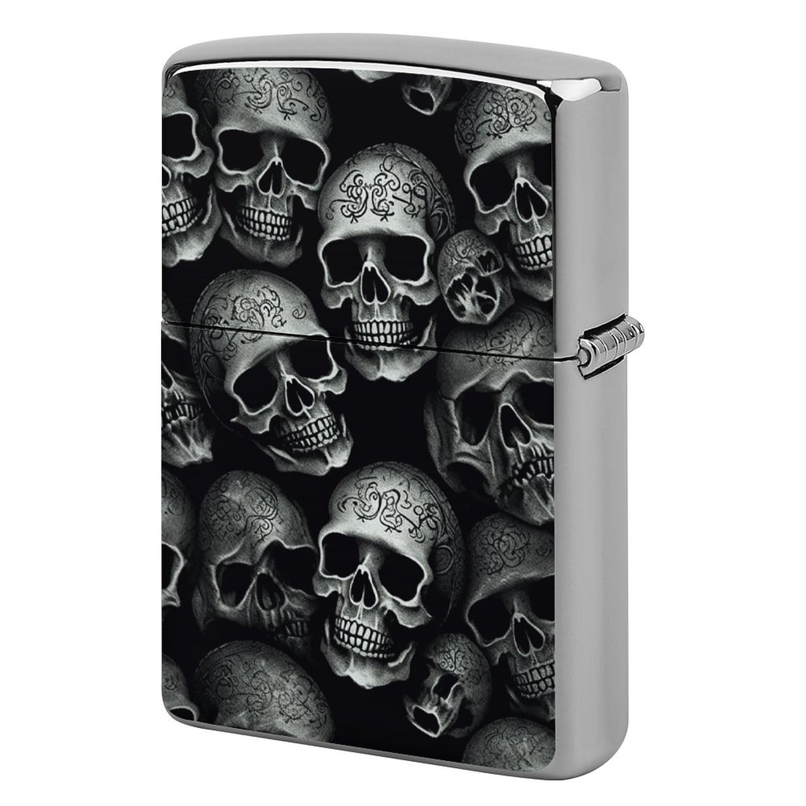 Black Skull Lighter Case for Men, Personalized Lighter Cover for Valentine's Day Gifts, Flip-Top Lighters Shell for Outdoor, Portable Lighters Protective Sleeve