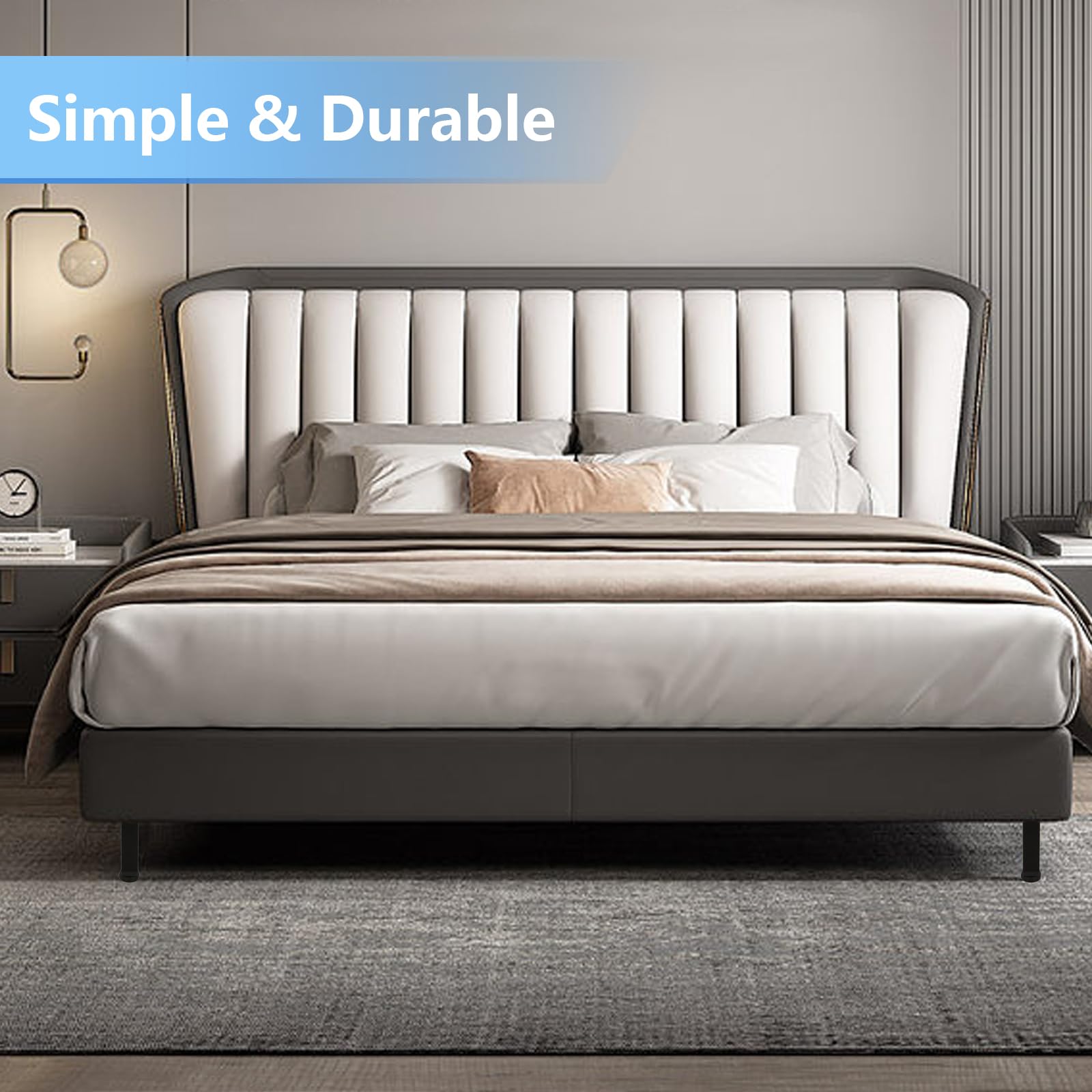 Piedini Per Letto Regolabili 20 Cm - 4 Gambe In Metallo Nero Per Reti E Doghe, Con Viti Incluse