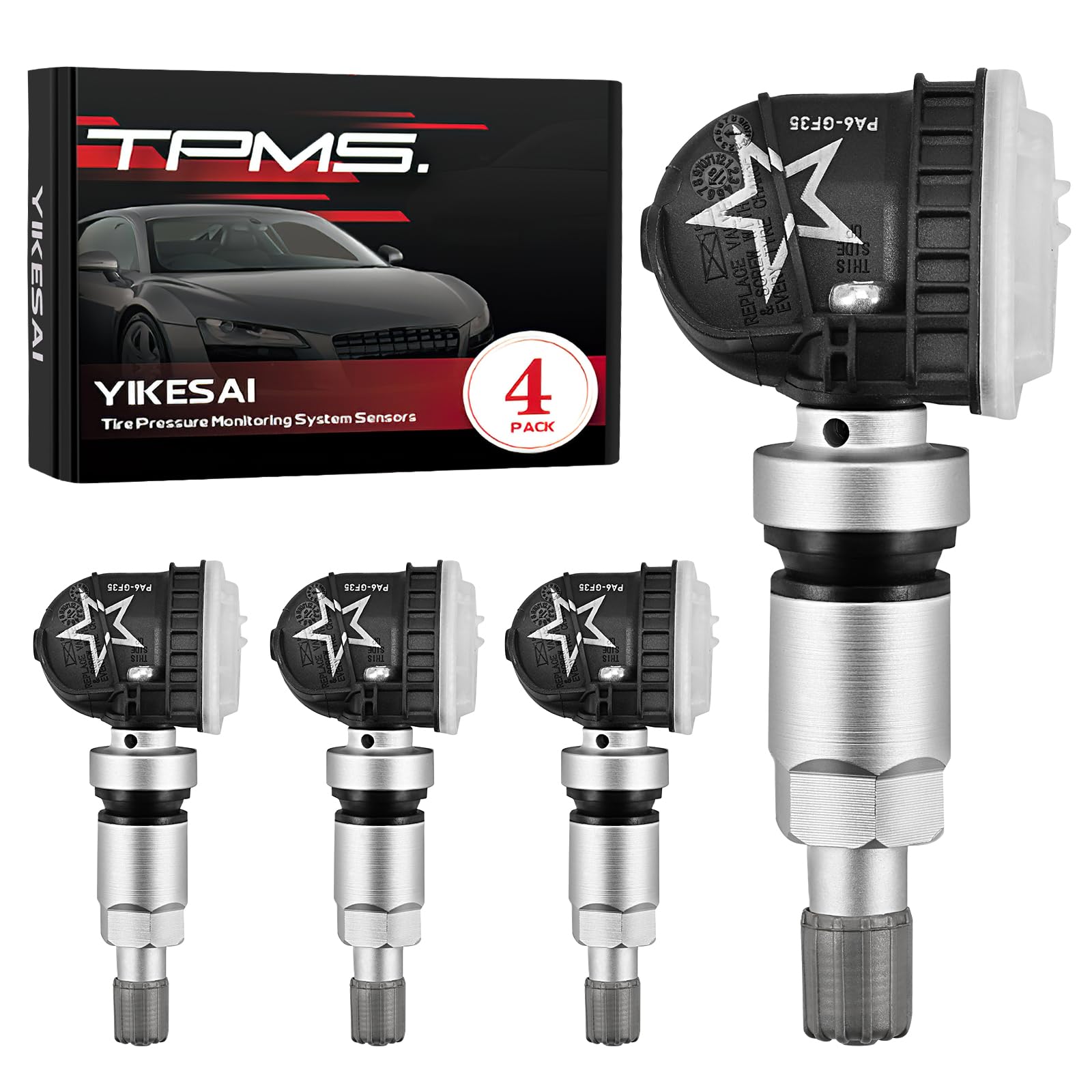 4-Pack Pre-Programmed TPMS Sensor for GM - 315MHz Tire Pressure Monitoring System Replaces # 13598771, 13598772, 13586335, 13581558 - Compatible with