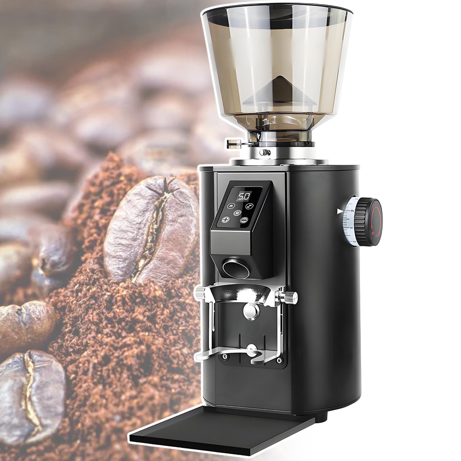 Molino De Café De Muelas Planas De 64 Mm, Dos Modos De DosificacióN, Capacidad De 453 G, Pantalla Digital Black