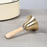 Vista 6 de Campana de llamada de mano de latón macizo extra fuerte con mango de madera