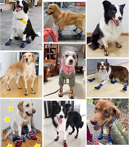 Miniatura 7 de Payanwin Botas para perro, zapatos antideslizantes impermeables para perro, zapatos de invierno con forro cálido, correas reflectantes ajustables,