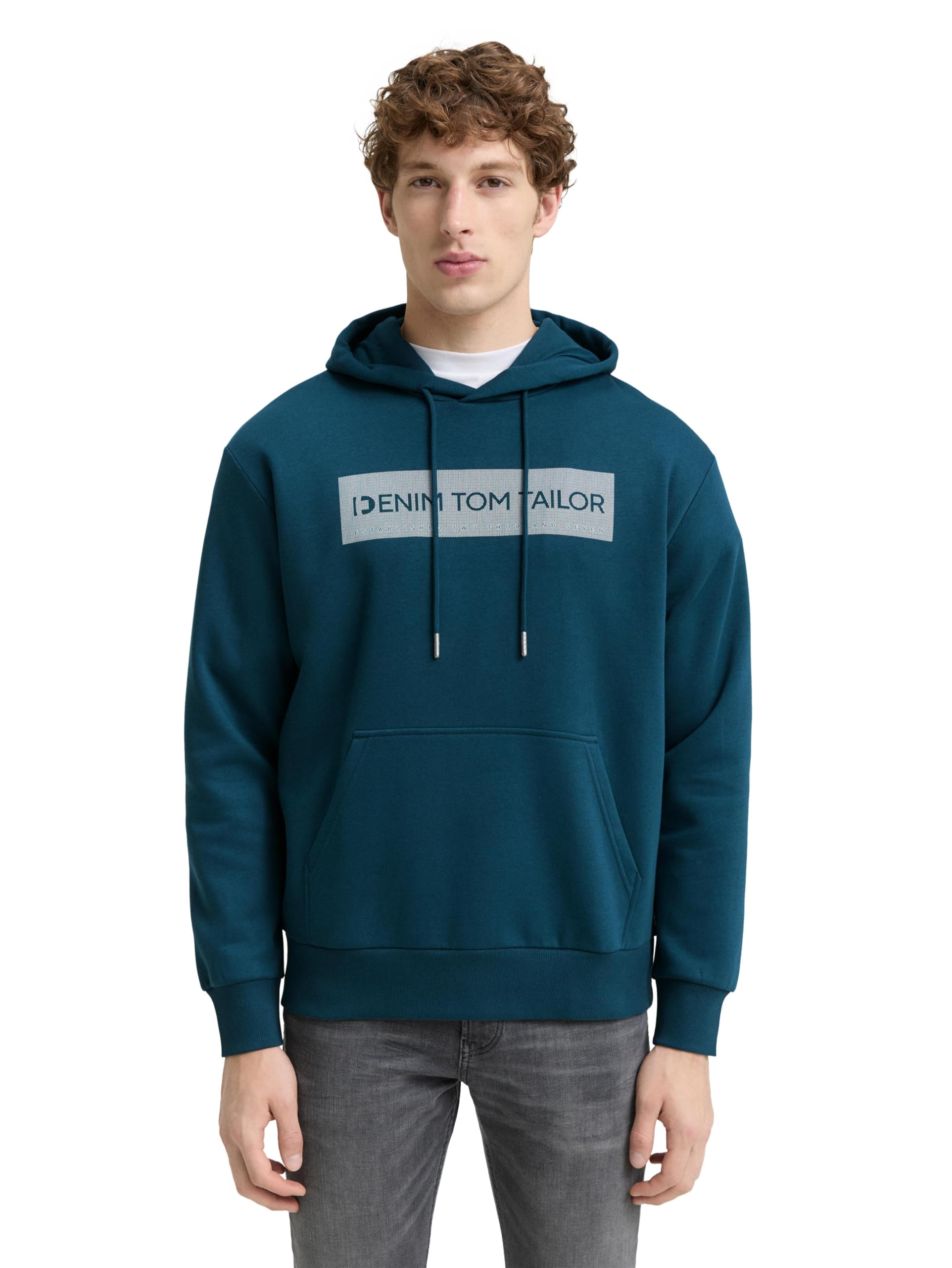 Tom Tailor Denim Herren Hoodie Sweatshirt mit Print