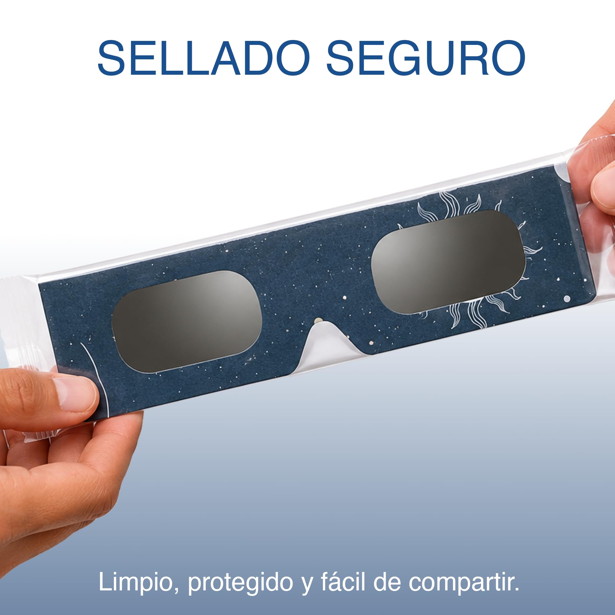 Pack 2/6/12/50, Gafas para eclipse solar, montura 45 mm, se usan sobre la mayoría de gafas de vista, probadas EN ISO 12312-2:2015, marcado CE para observación solar segura – Astro