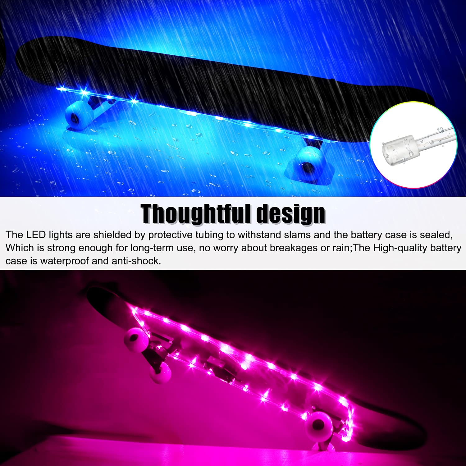 Waybelive LED-Skateboard-Licht, Fernbedienung, 16 Farben, stoßfest, super hell, Skateboard, Longboard, Shortboard, Kind, Grün, Silikon, 192 cm, 4,6 cm, 3 cm, 0,118 kg
