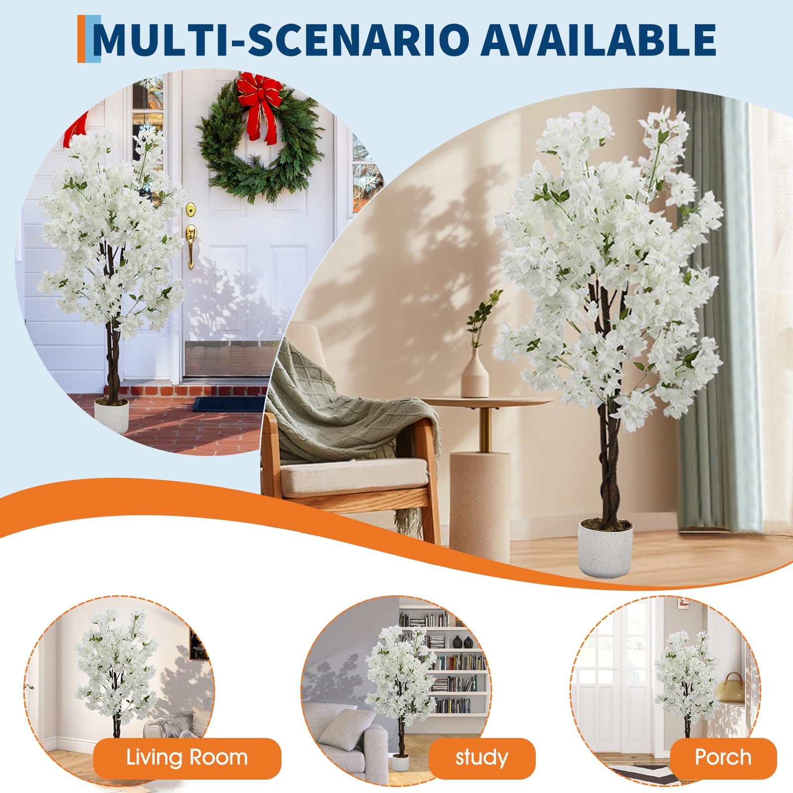 Cerisier Artificiel en Fleurs avec Pot, 2,9/5/6 ft