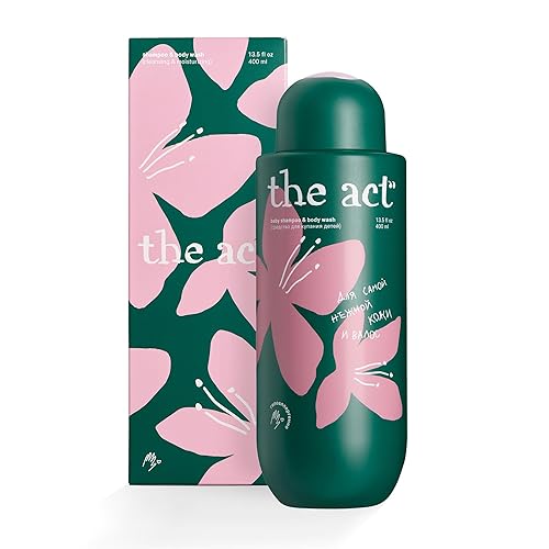 The Act Champú orgánico para bebés y gel de baño con manzanilla, hipoalergénico, aceites naturales, sin desgarros, para piel sensible y cabello
