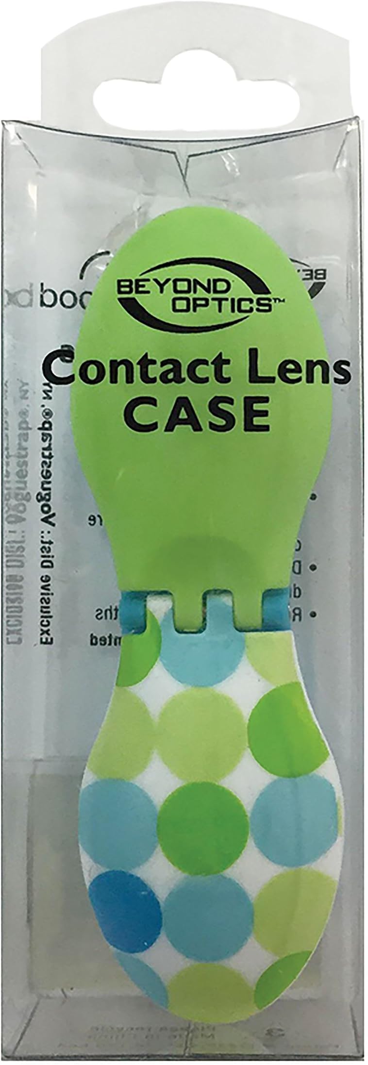 Beyond Optics Blue And Green Circle Pattern Contact Lens case Holder Travel Edition Bright Colored Case Letters Marked R and L Individually packed