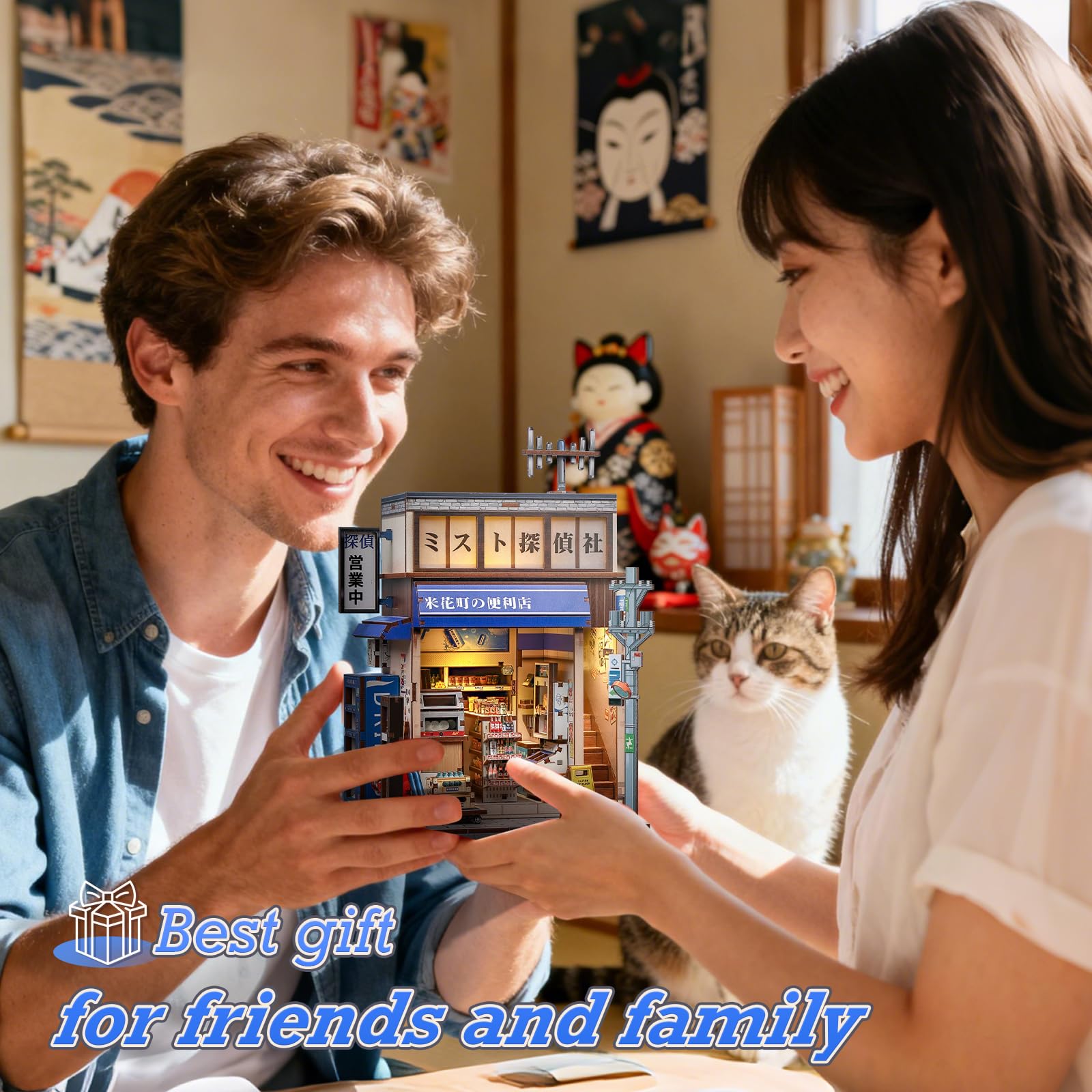 Cutefun Book Nook Japan - DIY Case delle bambole per adulti - Miniature house kit - lego giappone, bookshelf miniature, Regalo Originale per Appassionati DIY (Japanese Detective Convenience Store)