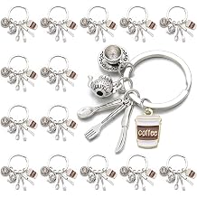 PHAETON 20PCS Coffee Lover Keychain, Kitchen Utensils Charm Set with Teapot, Cup, Spoon, Fork and Coffee Cup Charms