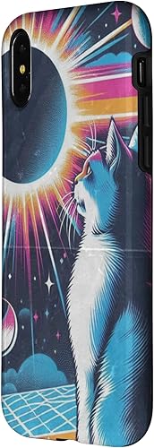 Miniatura 8 de iPhone 12 mini Cat Solar Eclipse - Synthwave Retro Poster Style Case