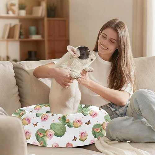 Miniatura 8 de Wudan Pet Cat Beds Relieve Stress Fluffy Dog & Cat Cushion for Small Size Pets Sleeping XS Beauty Prickly Pear Fruit White