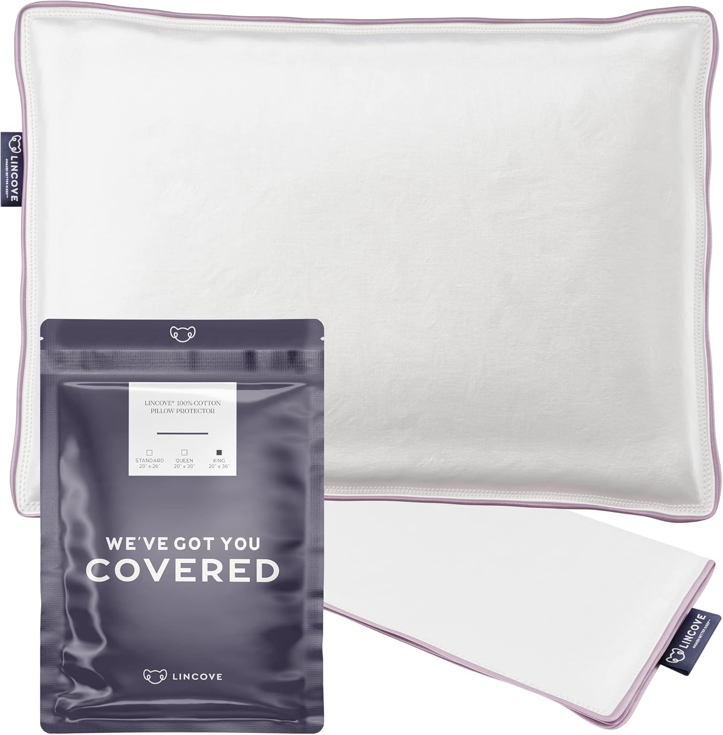 Lincove 100 Cotton Sateen Pillow Protector Cover Zipper