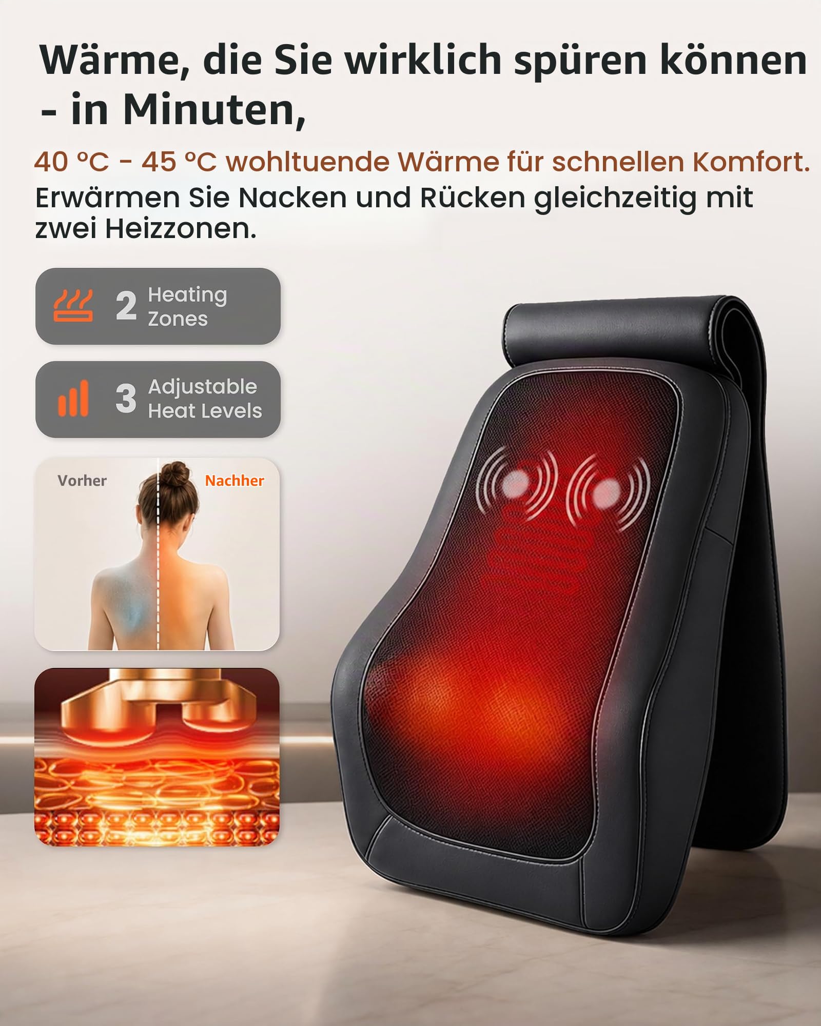 COMFIER Nackenmassagegerät, Shiatsu Massagegerät 4D Knet Rückenmassagegerät, Massagekissen für Nacken, Schulter Rücken, Geschenke für Männer, Frauen, Mama, Papa
