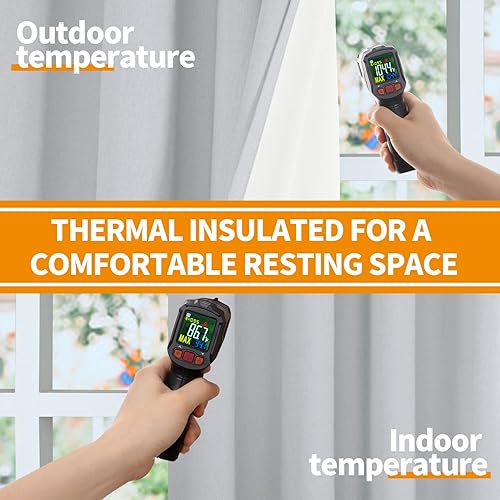 Miniatura 4 de YoungsTex Cortinas de lino gris claro Blackou para dormitorio, oscurecimiento de habitación completa, cortinas de lino sintético para ventana,