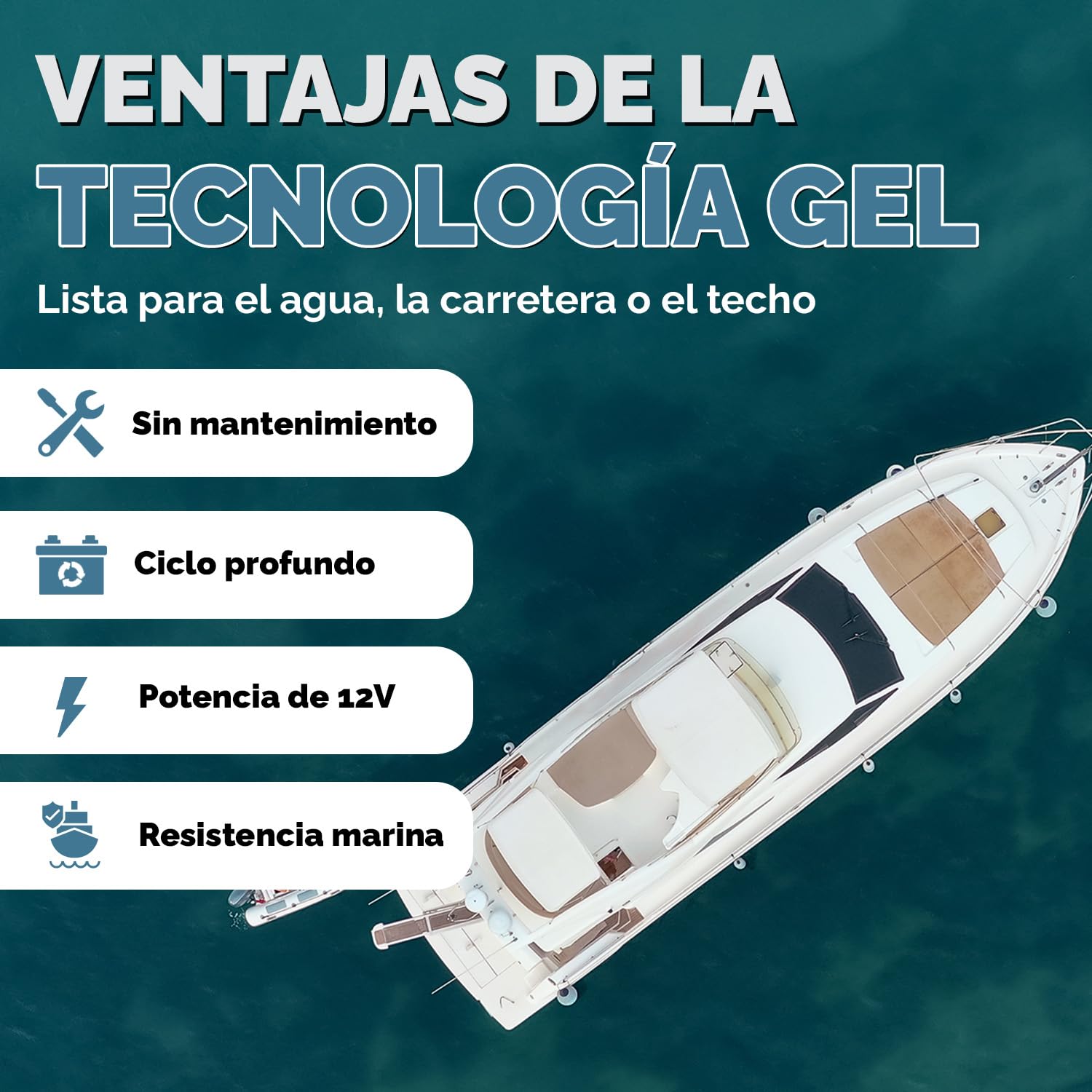 Electronicx batería de Suministro Gel 12V / C100 / 100Ah – Batería Gel 100 Ah para Autocaravana, Barco, Caravana, Furgoneta y Ocio – Marine Edition 278×175×190 mm, Polo Positivo a la Derecha