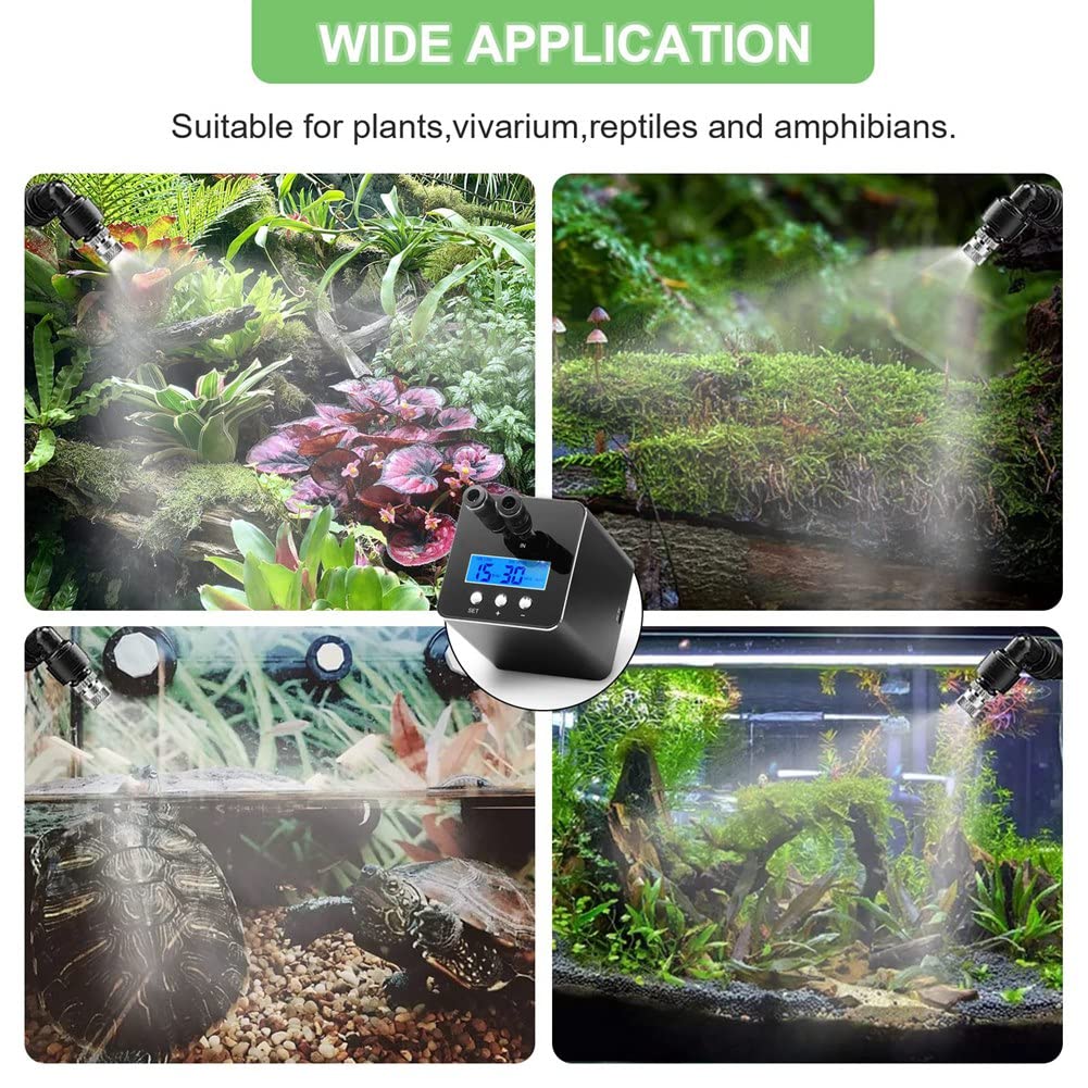 Humidificador de , de humidificación para terrarios de , nebulizador automático con temporizador, boquillas de pulverización de 360°