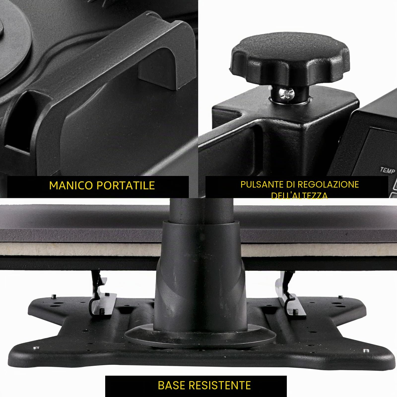 VEVOR 5 in 1 Pressa di Calore, Macchina di Trasferimento di Calore, Multifunzionale 38 x 30 cm, Macchina di Stampa di Calore Girevole per Tazze T-shirt con Display LED Digitale Nero