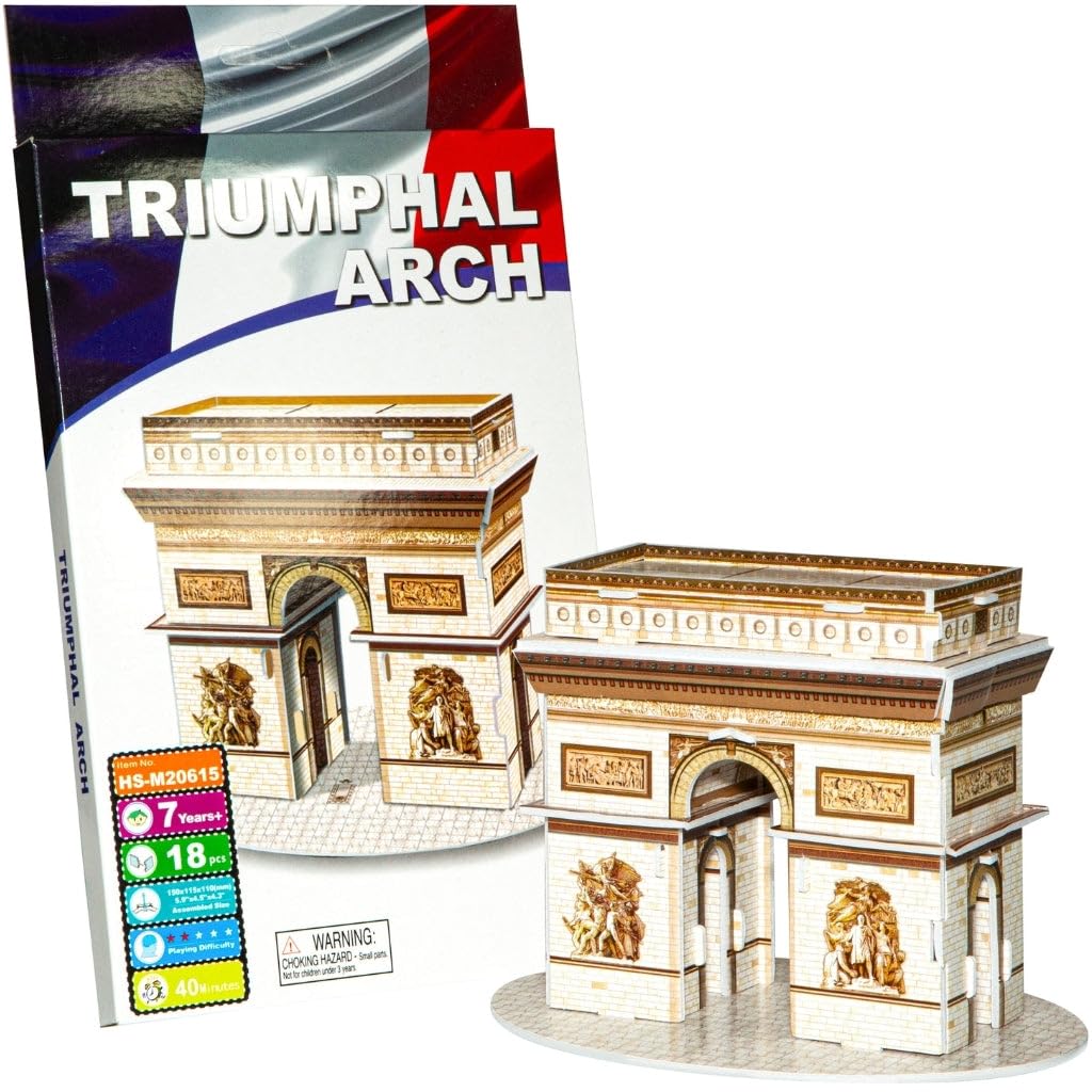 3D Puzzle Global Landmarks Arc De Triomphe Mini Unique & Collectible Model Assembly Building Kit for Kids & Adults 18pcs
