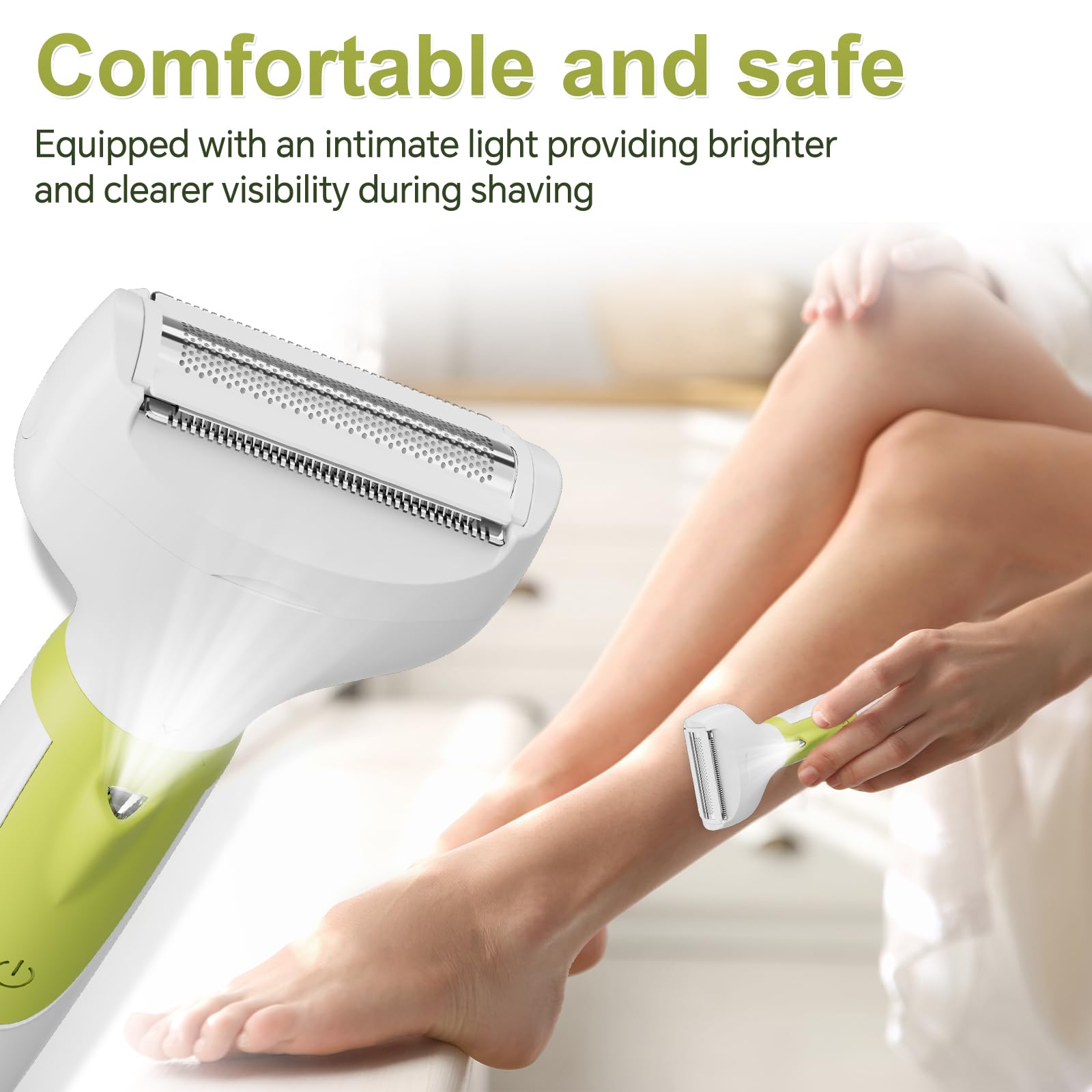 Bikini Trimmer für Frauen - 4-in-1 Elektrorasierer für Gesicht, Körper & Bikini, IPX6 Wasserdicht mit LED-Licht, USB wiederaufladbar & Reisetasche