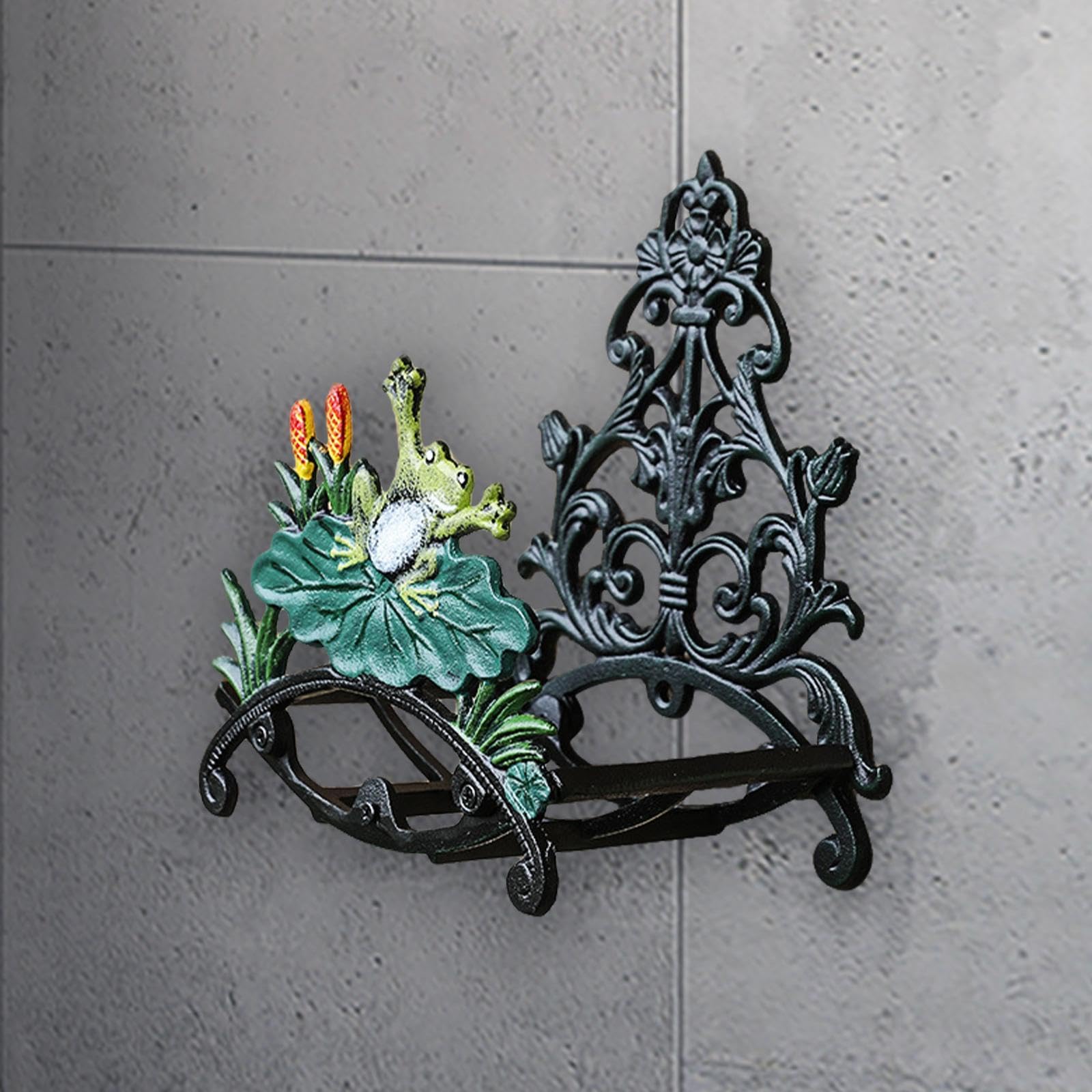 Soporte para Manguera de Jardín Organizador Colgante de Hierro Resistente con Gancho Decorativo Montaje en Pared Adecuado para Jardines Balcones, 22.5 cm x 16 cm x