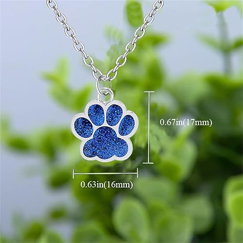 Miniatura 5 de Collar con estampado de pata para mujeres y niñas, bonito y delicado collar con dije de animal con purpurina, colorido collar conmemorativo para