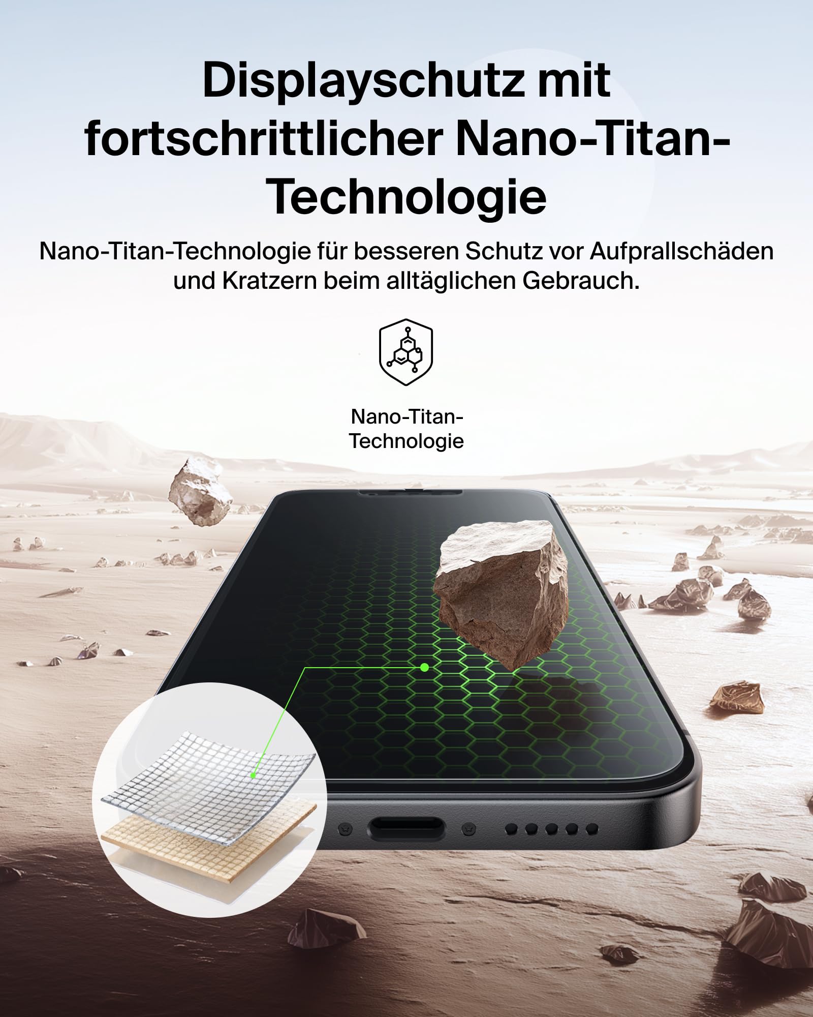 Belkin Titan SmartShield Sichtschutz für iPhone 17e, Kratzfester Stoßschutz, Anti-Fingerprint, Geeignet für Hüllen, Ultradünne Schutzglas mit Positionierungsschale zur Anbringung