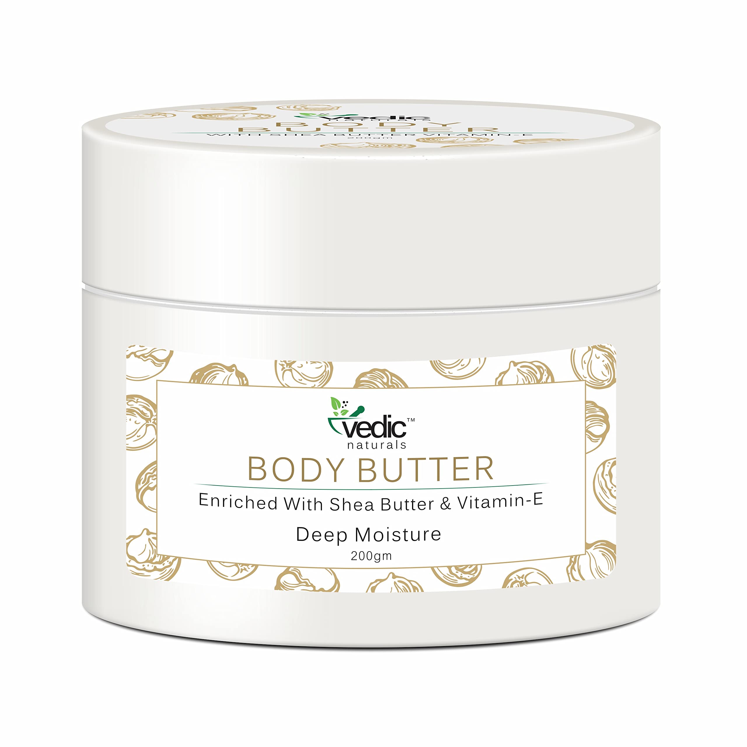 Body Butter Enriched With Shea Butter & Vitamin-E - 200gm | Deep Moisturizing For Dry Skin & All Day Moisture Lock | For All Skin Types & Healing Stretch Marks | 100% Organic