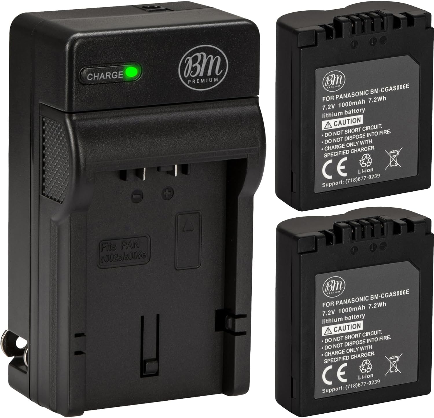 BM Premium Pack of 2 CGA-S006 Batteries and Battery Charger for Panasonic Lumix DMC-FZ7, DMC-FZ8, DMC-FZ18, DMC-FZ28, DMC-FZ30, DMC-FZ35, DMC-FZ38, DMC-FZ50 Digital Camera
