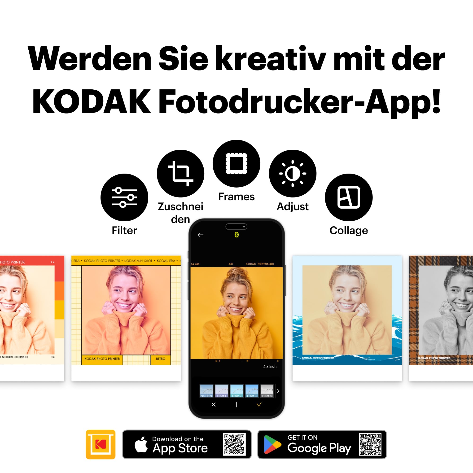KODAK Mini 3 ERA 4PASS Mobiler Fotodrucker 7,6x7,6cm Gelb + 8 Blatt + 30-Blatt-Patrone
