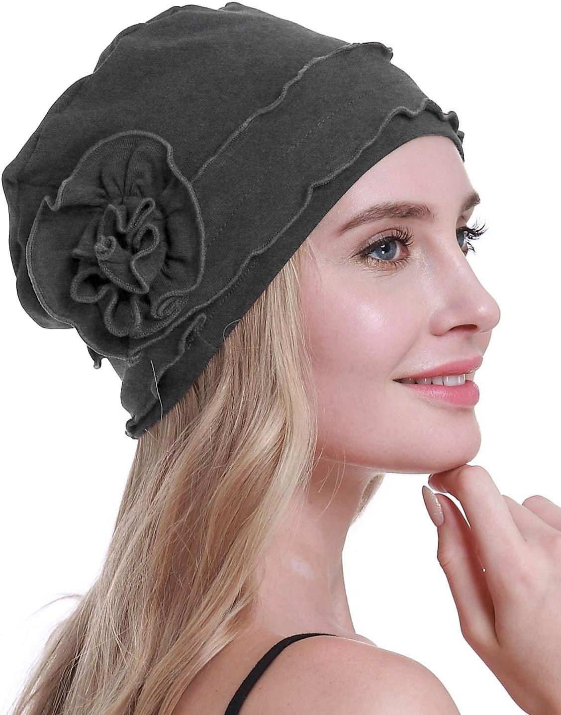 Chemo Headwear Turban Cap for Women - Cancer Beanie Hair Loss Sealed Packaging Dark Grey