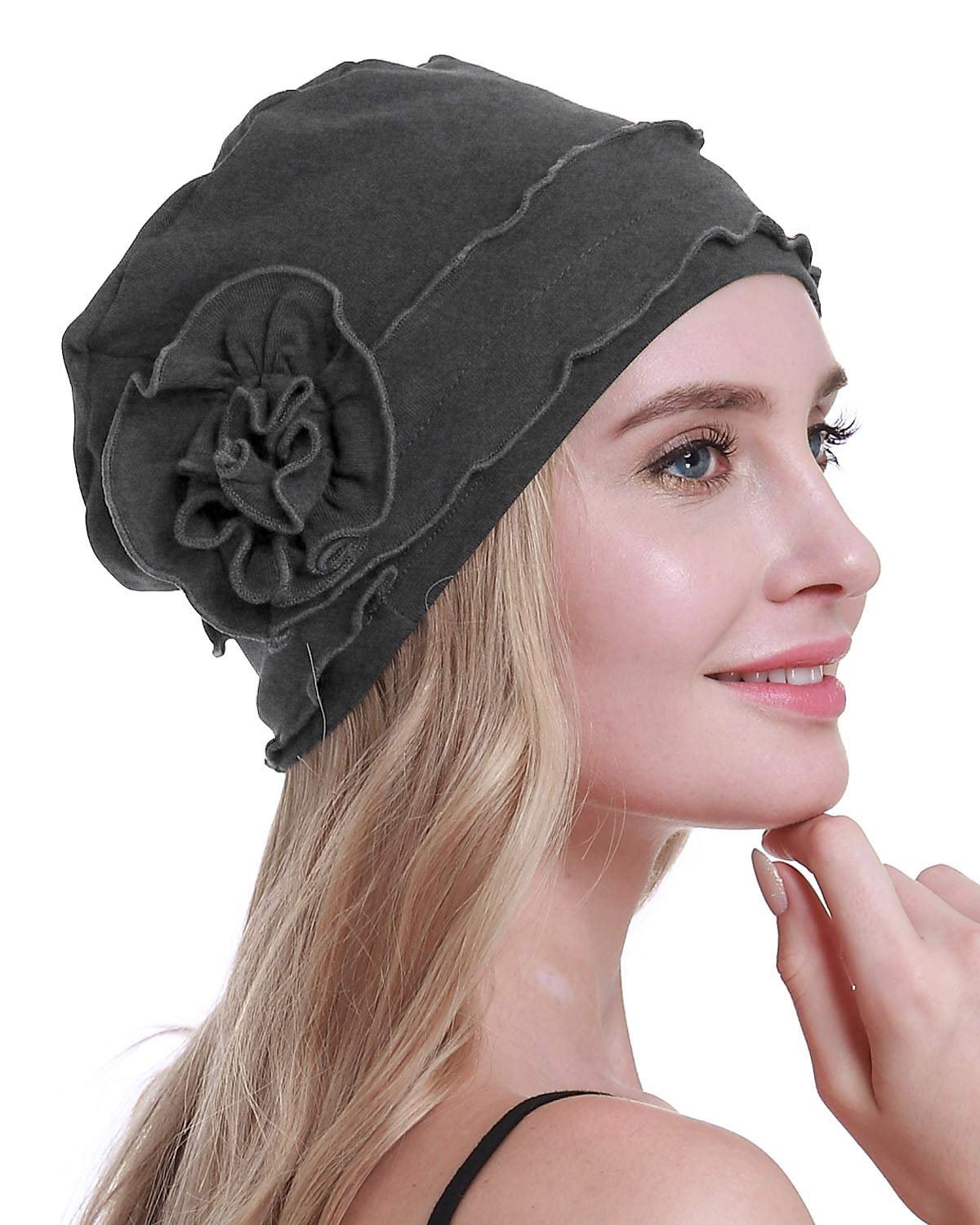Chemo Headwear Turban Cap for Women - Cancer Beanie Hair Loss Sealed Packaging Dark Grey