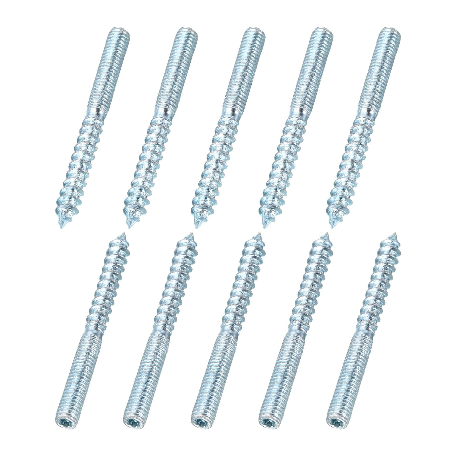 sourcing map M6 Hanger Bolts, 2.36"(60mm) Length Double Headed Hanger Bolts 0.24"(6mm) Wood Dowel Screw Self-Tapping Threaded Rods Screw for Assembling Wood Furniture Joint, Pack of 10