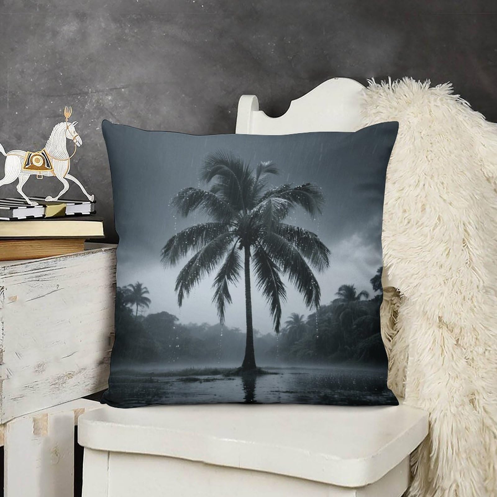 FodPand Boho Farmhouse Plam Tree Pillow Covers with Hidden Zipper 24x24 Soft Plush Cushion Cover Decorative Throw Pillow Cases for Couch Bed Sofa Living Room Indoor Outdoor Home Decor