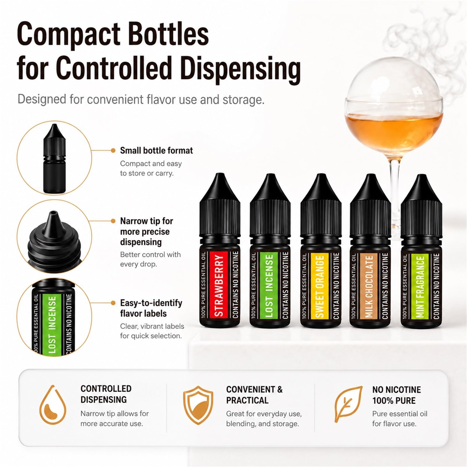 Kit de accesorios para ahumador de cóctel, paquete de 5 aceites aromáticos para pistola de burbujas de humo, esencia perfumada para mezclología molecular, infusores, bebidas, alimentos y licores