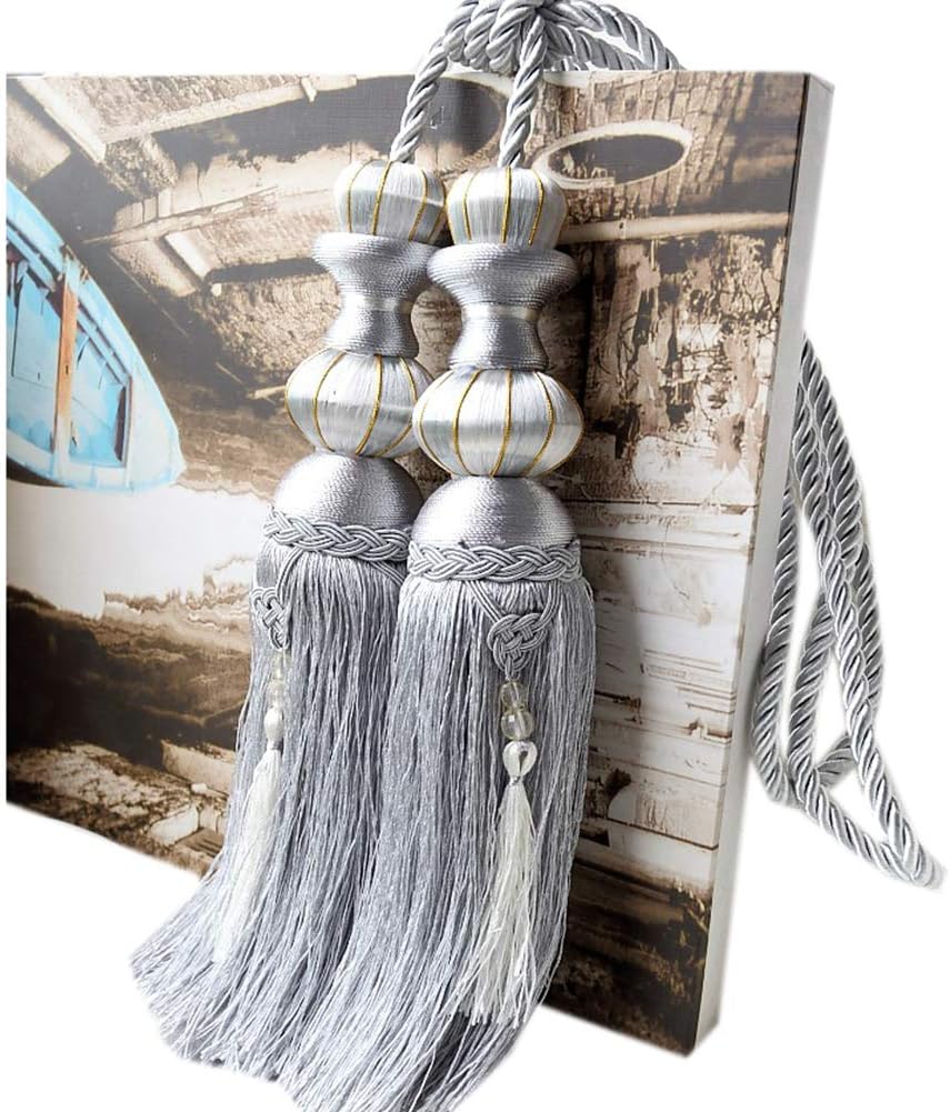 One Pair Double Ball Hanging Curtain Tiebacks Rope Tassels Curtain Tiebacks for Livingroom & Bedroom (Purple)