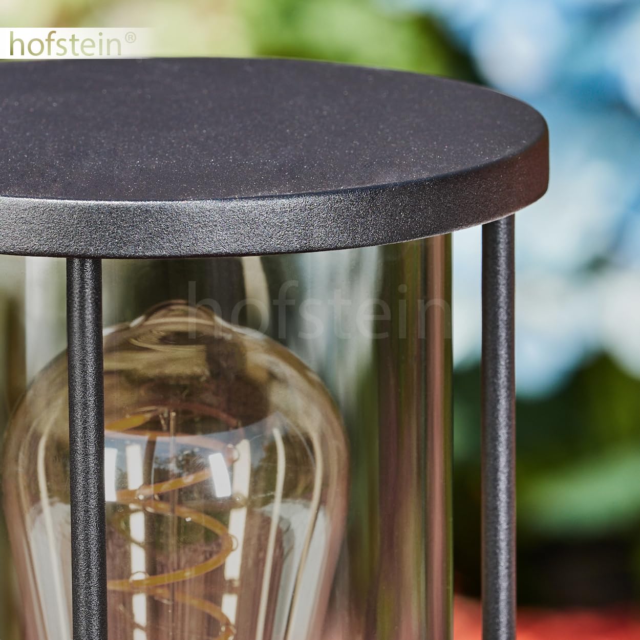 Oprawa zewnętrzna Sumalao z czujnikiem ruchu, podstawa metalowa/szklana w kolorze czarnym/dymnym, oświetlenie ścieżki 60 cm, IP54, 1 x E27, bez żarówki
