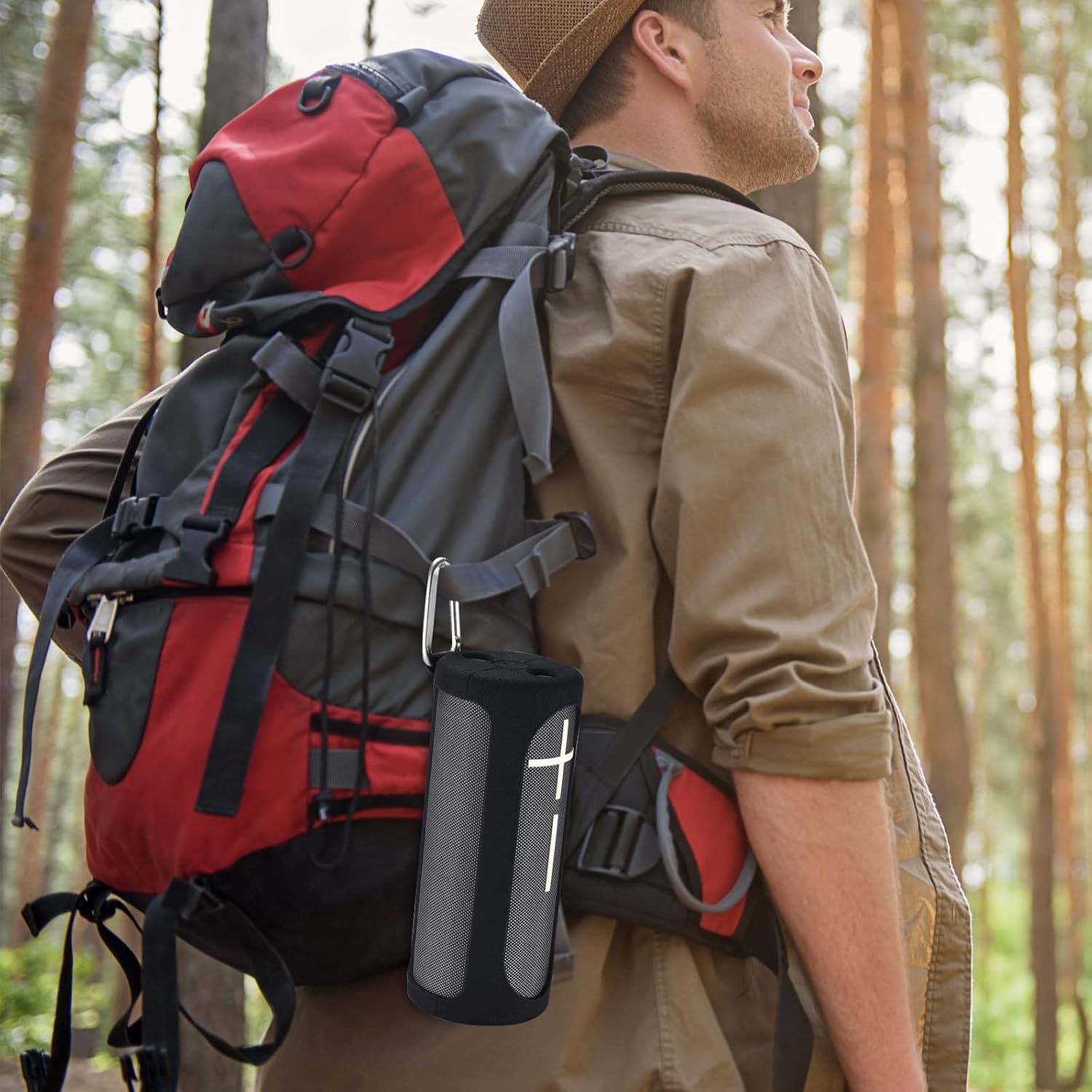 Protection Case for Ultimate Ears Boom 4, Silicone Case Cover for Ultimate Ears Boom 4 with Carabiner (Black) - Image 8