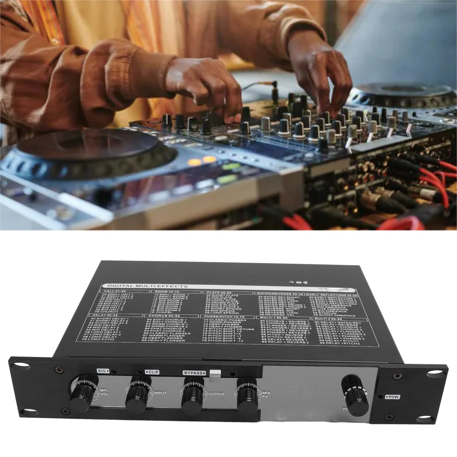 Procesador de Efectos de Sonido Digital, 100-240V 99 DSP Efectos Preestablecidos Mezclador Digital de Metal para Presentación Profesional (Enchufe de la UE)