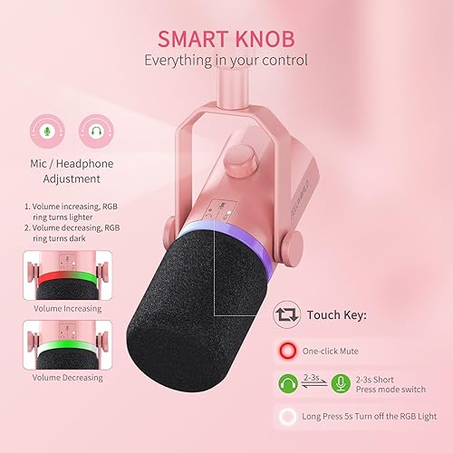 Miniatura 6 de FEELWORLD PM1 XLR - Micrófono dinámico USB con brazo de brazo, regalos para grabación de podcasts, computadora, juegos, transmisión en vivo, voz en