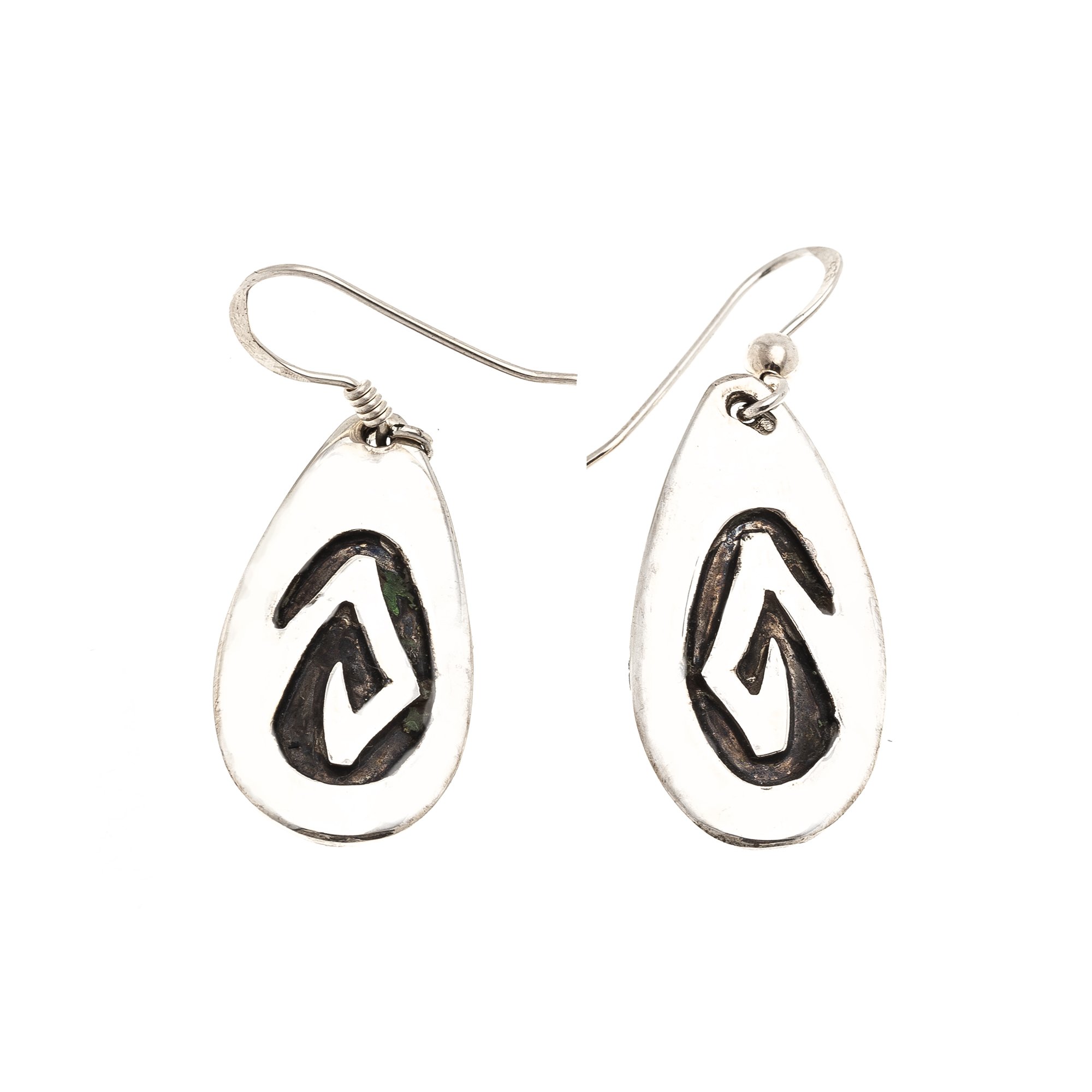 $190Tag Drop Snake Silver Certified Authentic Navajo Native American Earrings 18311-2 Made By Loma Siiva