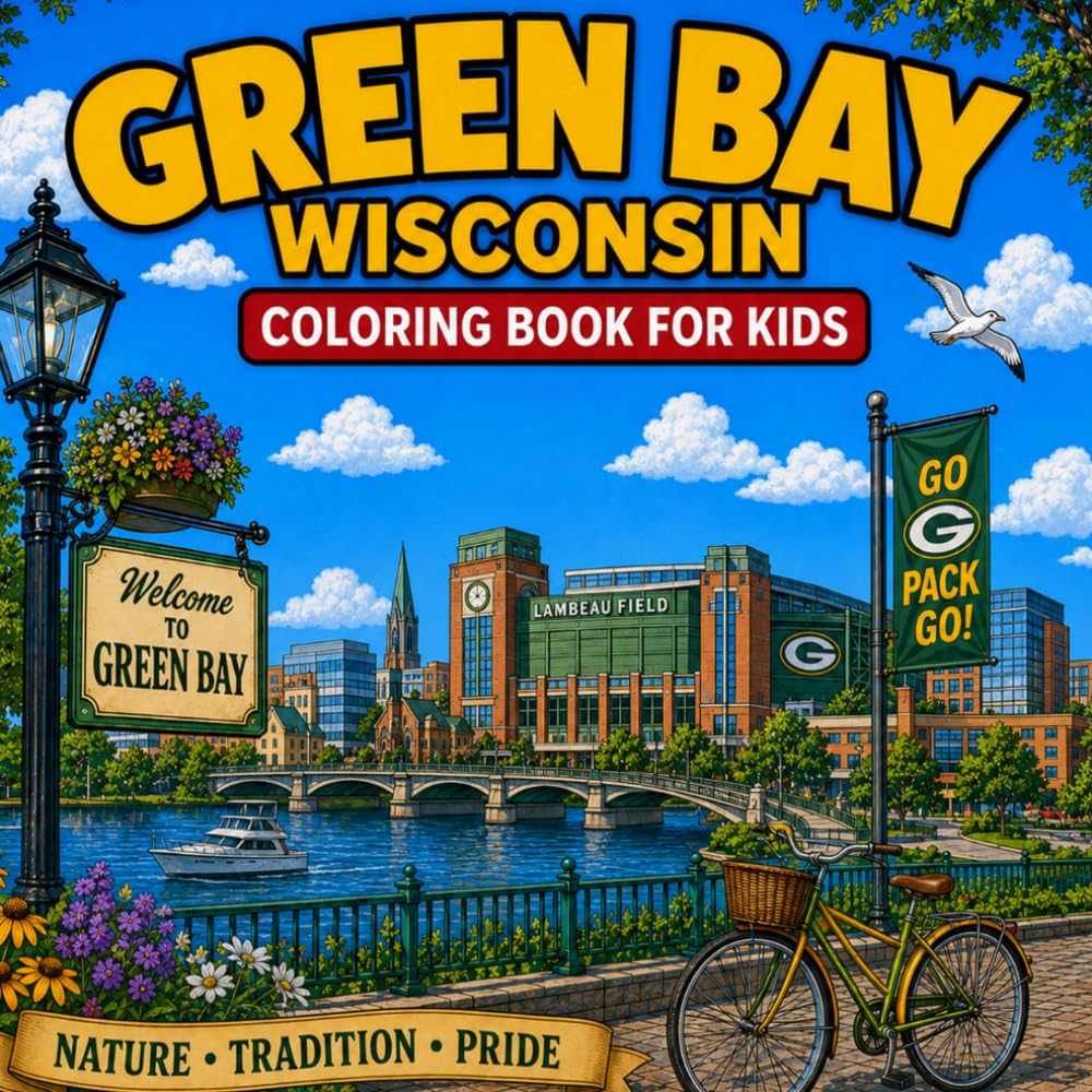 Green Bay Landmarks Coloring Book for Kids: Color the most famous landmarks of Green Bay, Wisconsin! (American Landmark Series - Kids Coloring Books)