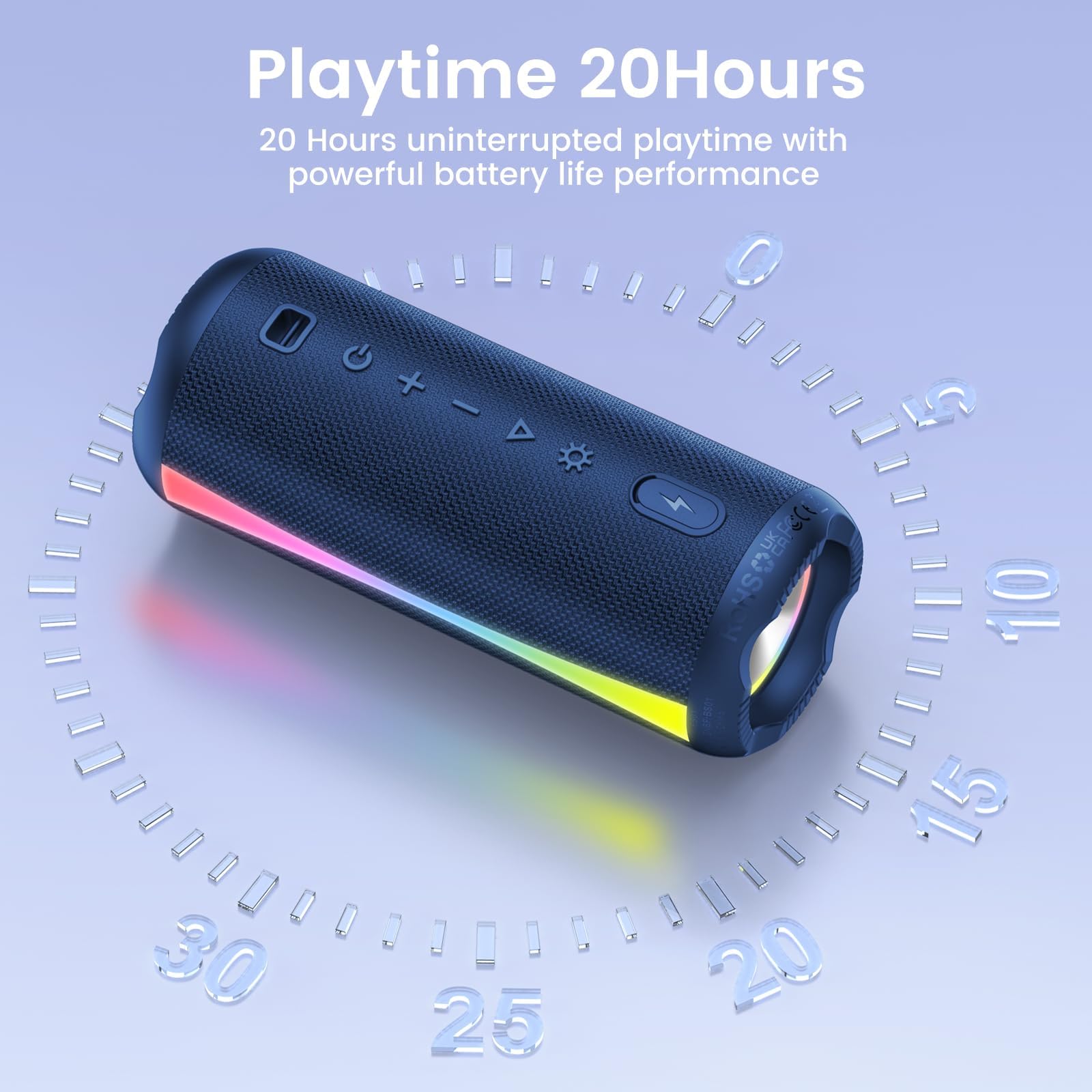 Altavoz Portátil 2026, Altavoz Bluetooth Potente con Bajos Mejorados, hasta 20H de Reproducción, Altavoces Bluetooth 5.4