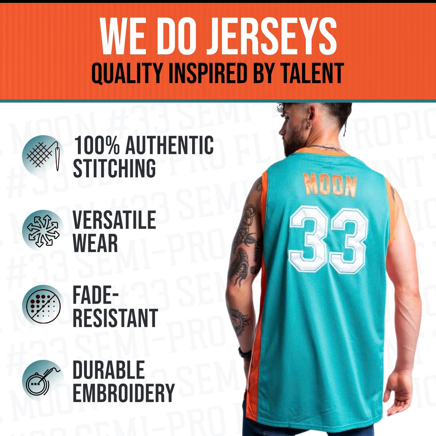 Flint Tropics Jackie Moon #33 Semi Pro 90s Hip Hop Clothes for Party Men Basketball Jersey Green White S-5XL - Image 3